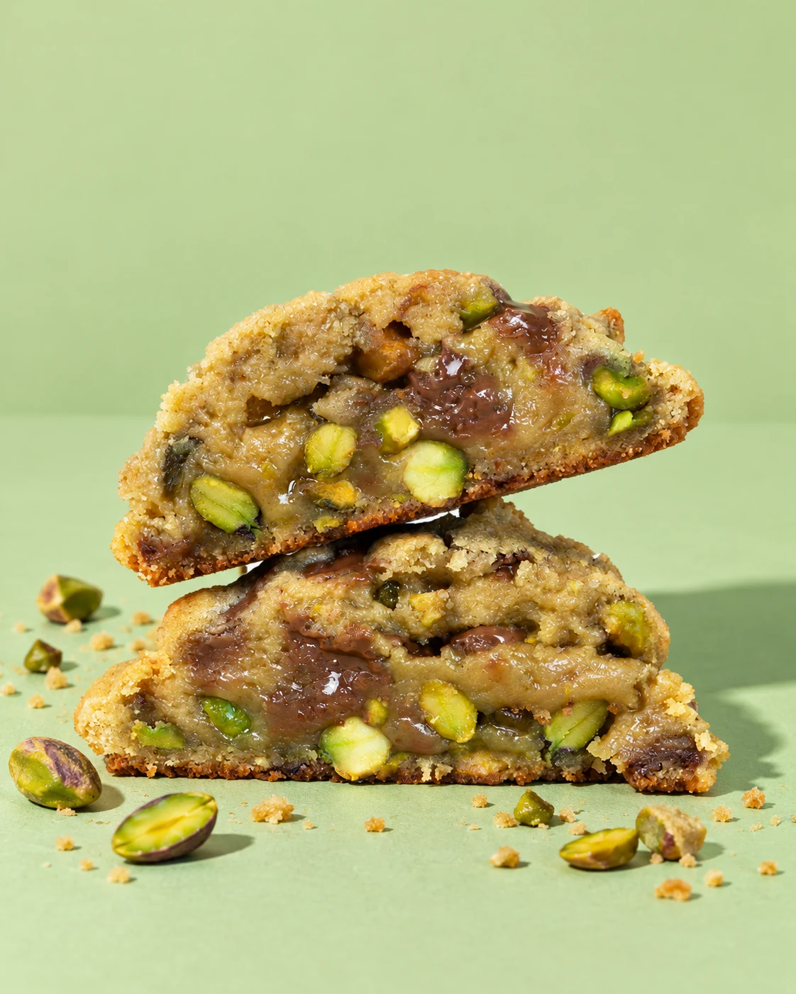 Pistachio Hill sur un fond pistache